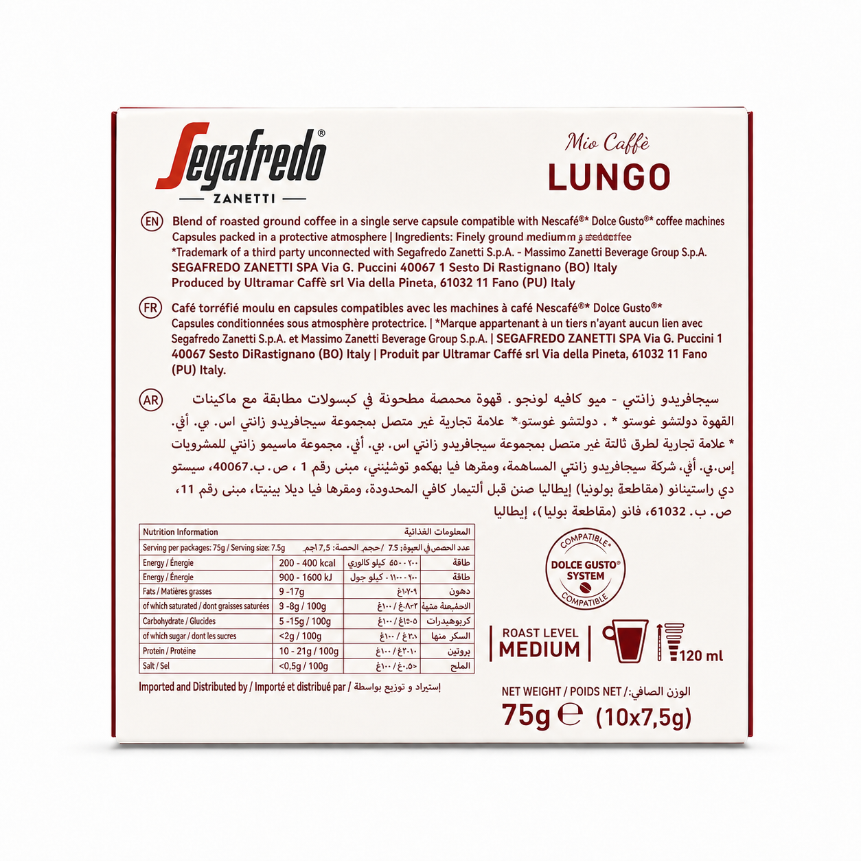 SEGAFREDO MIO Capsule LUNGO - Target Shop